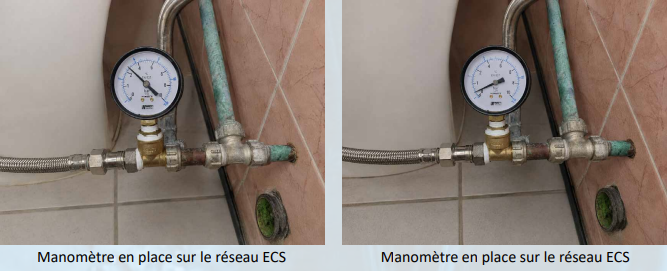 Photo avant après test de pression en recherche de fuite